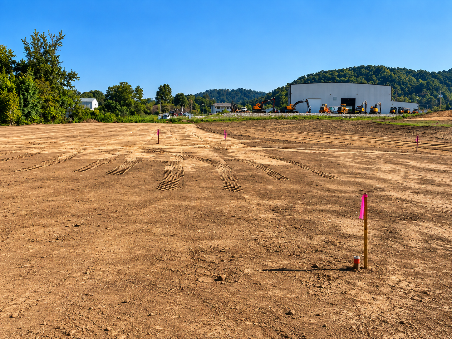 MIRC Construction site preparation and field layout for a commercial construction project in West Virginia