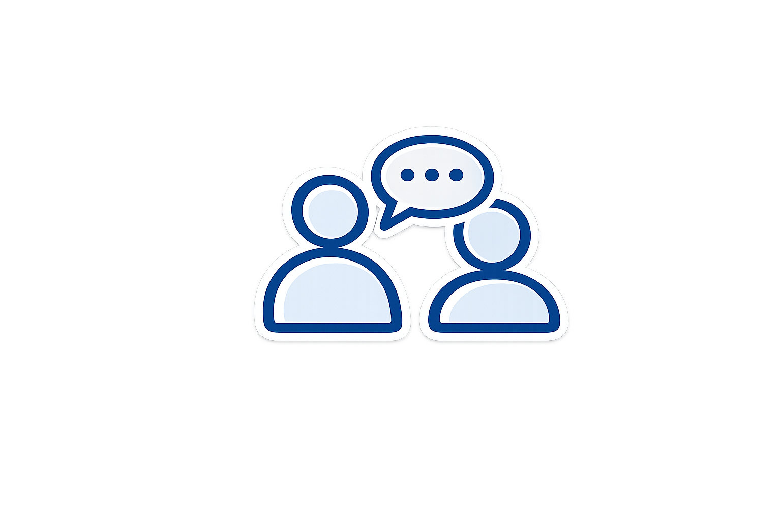 Icon of two people with a speech bubble between them indicating conversation or communication.