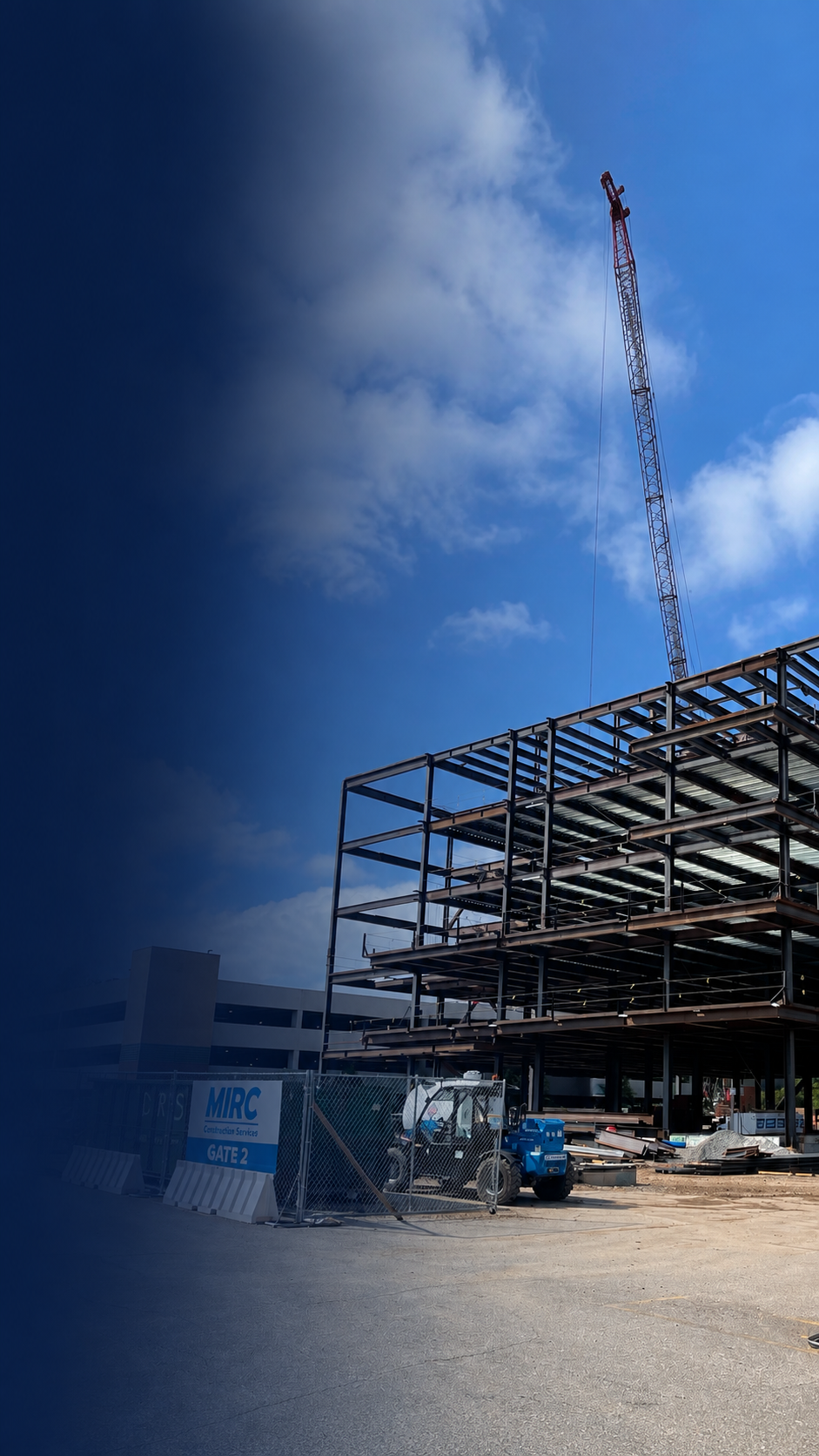 MIRC general contracting project in West Virginia with structural steel framing and crane during construction.