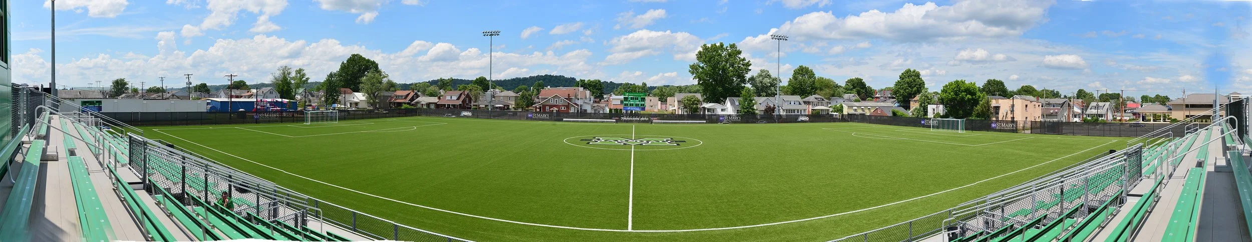 Panoramic view of Hoops Family Field at Veterans Memorial Soccer Complex at Marshall University.