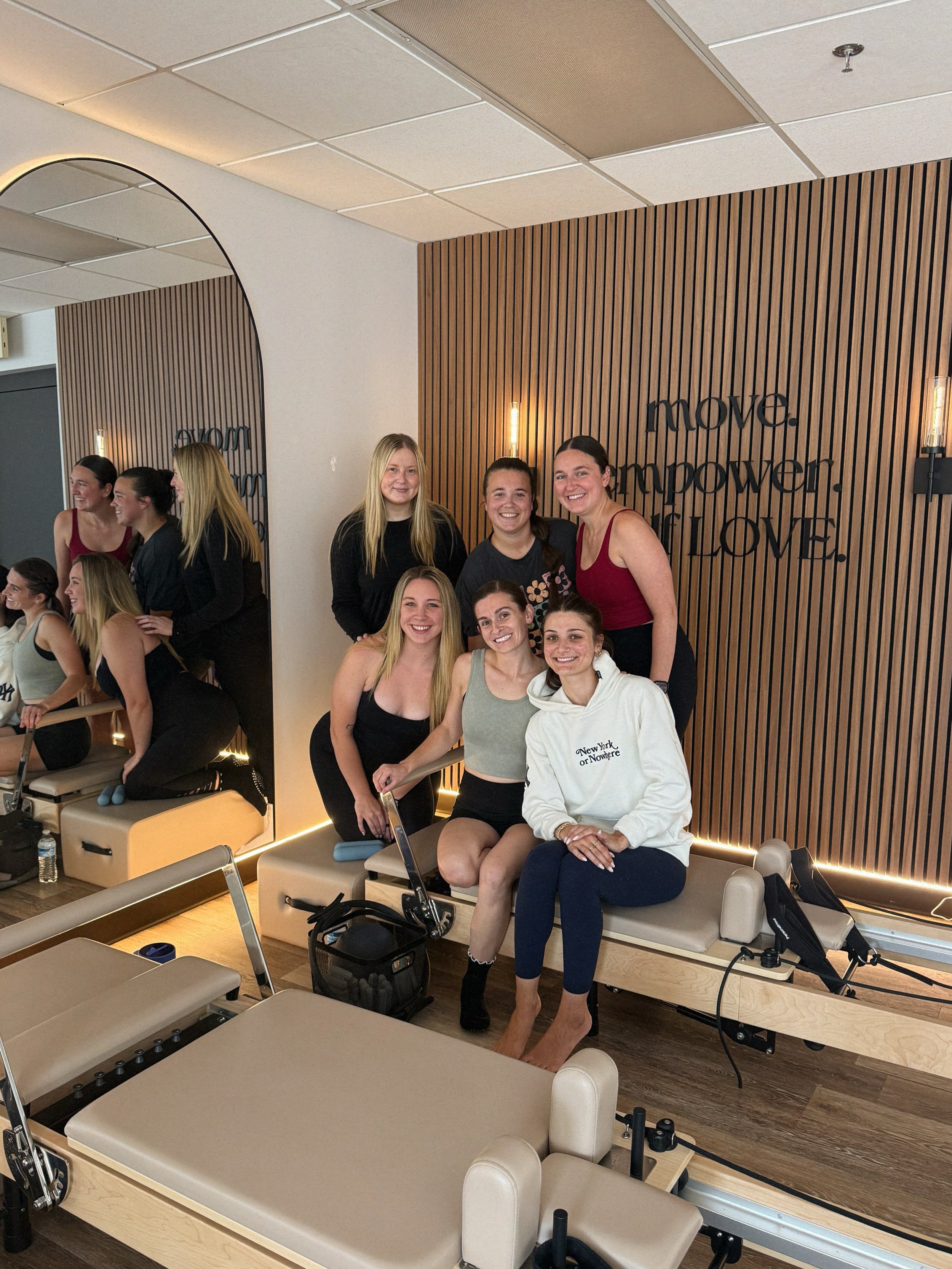 the SWEETEST group of gals came in for a fun private class this afternoon!! 💗💗 this was the first time trying reformer for most of them, and they flowed through it like pros! 😍🫶🏽