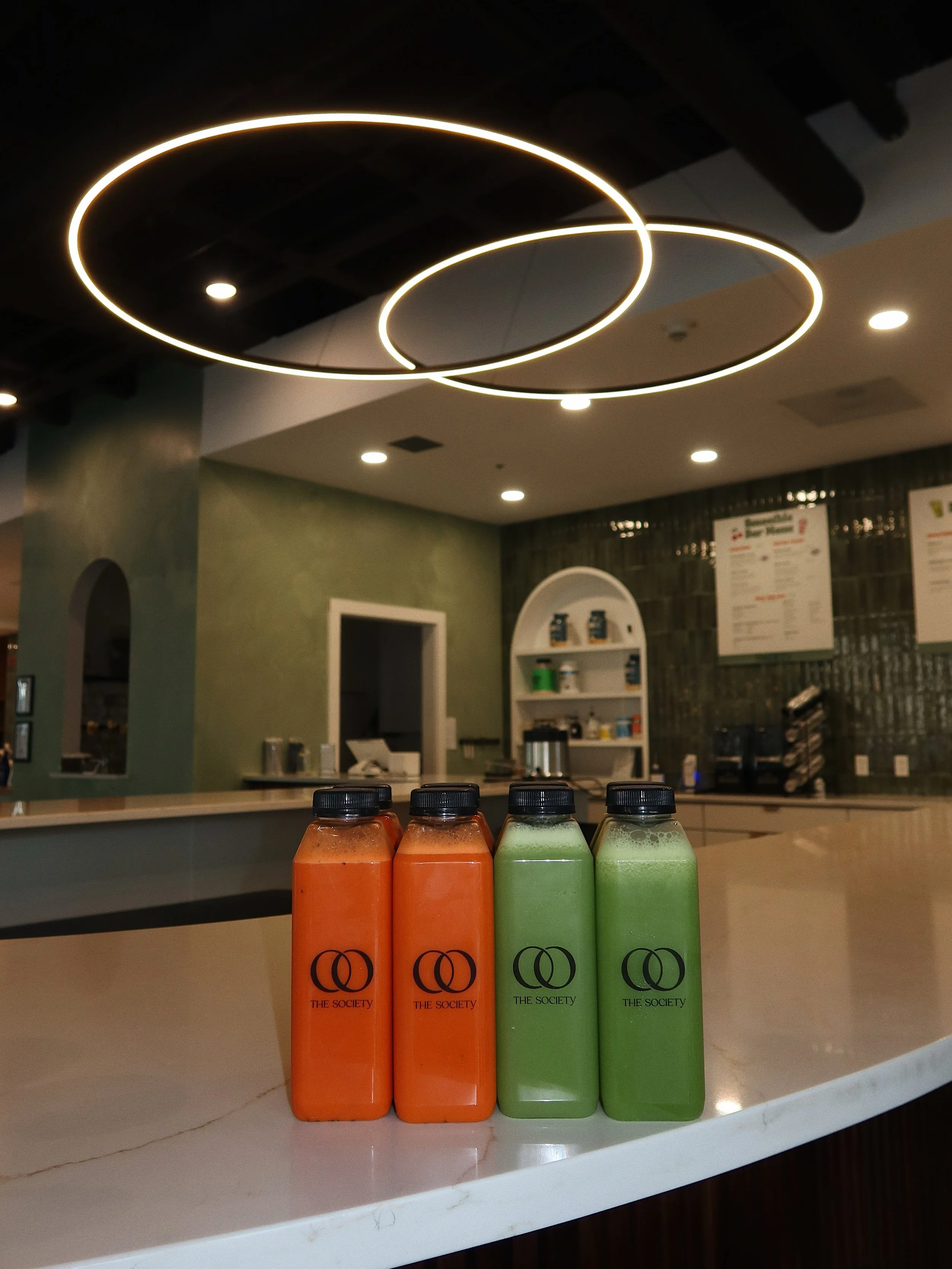 I&rsquo;ve been LOVING bringing Studio Love to @thesocietycny every month, so we thought why not bring some of The Society back home to SLP!!!

GREEN AF: kale, spinach, celery, cucumber, green apple, lemon, ginger, parsley 

&amp; 

BURN BABY BURN: o