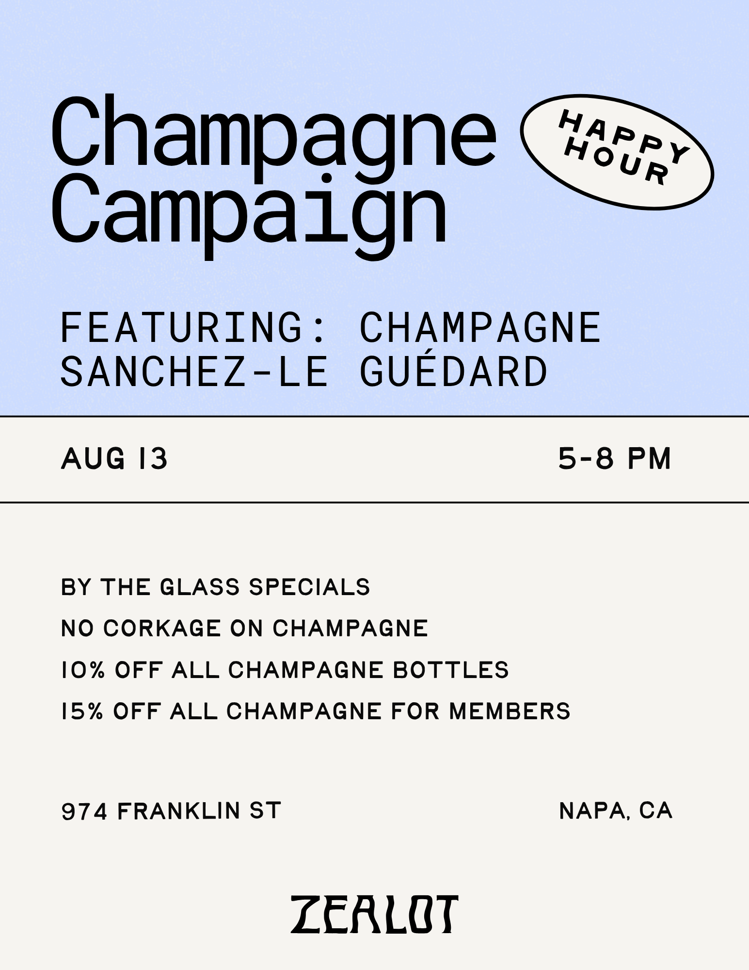 Champagne Happy Hour featuring Sanchez Le-Guédard