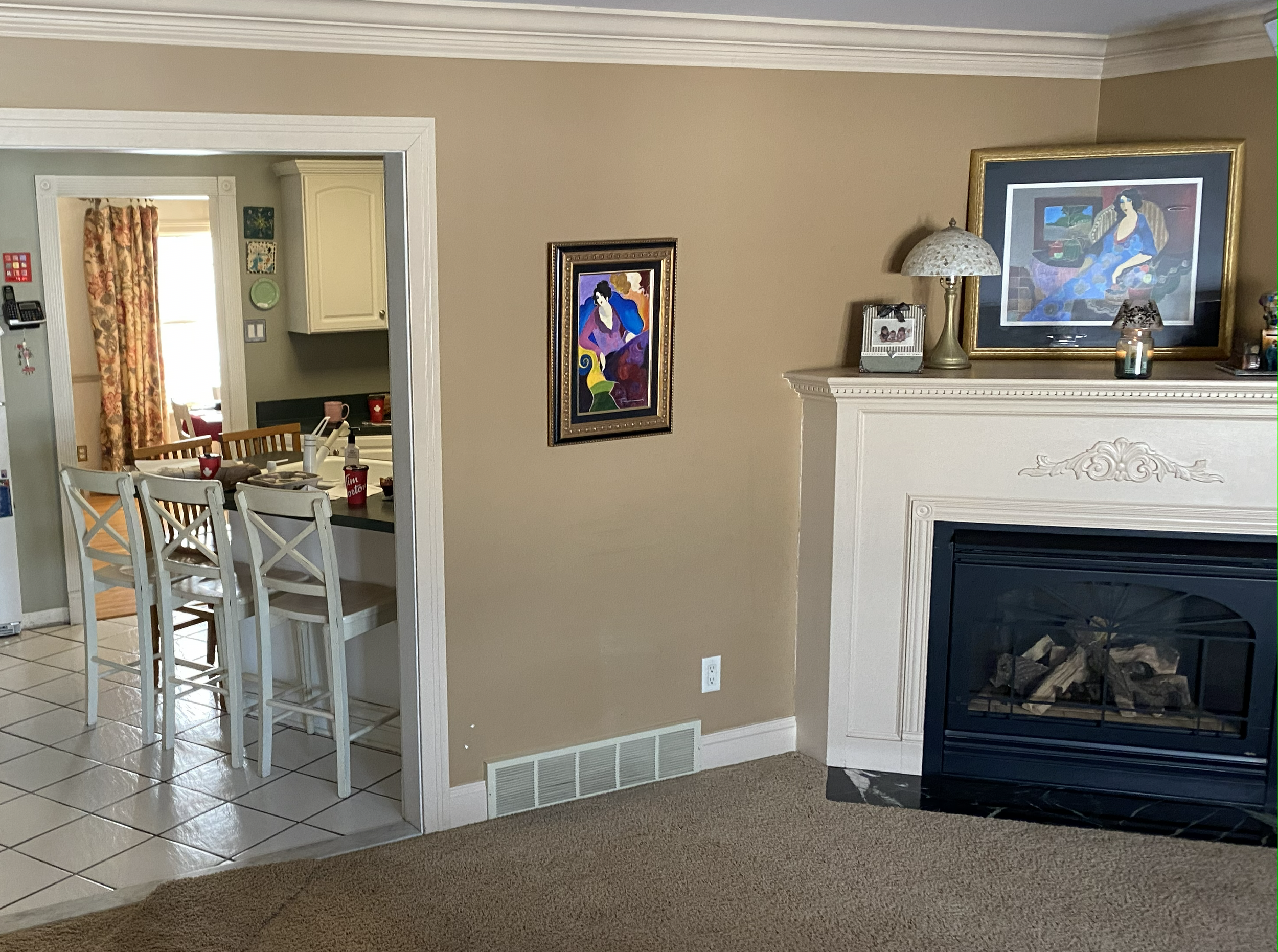 Before : The previous layout, showing the fireplace and dividing wall.
