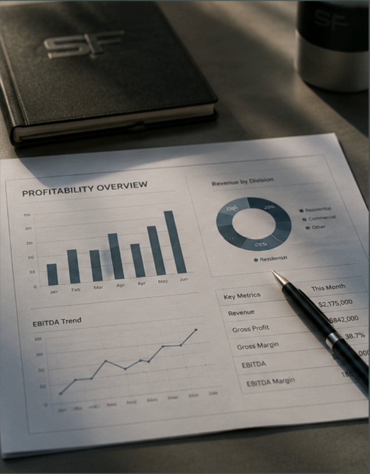 Profitability analysis with financial charts and metrics