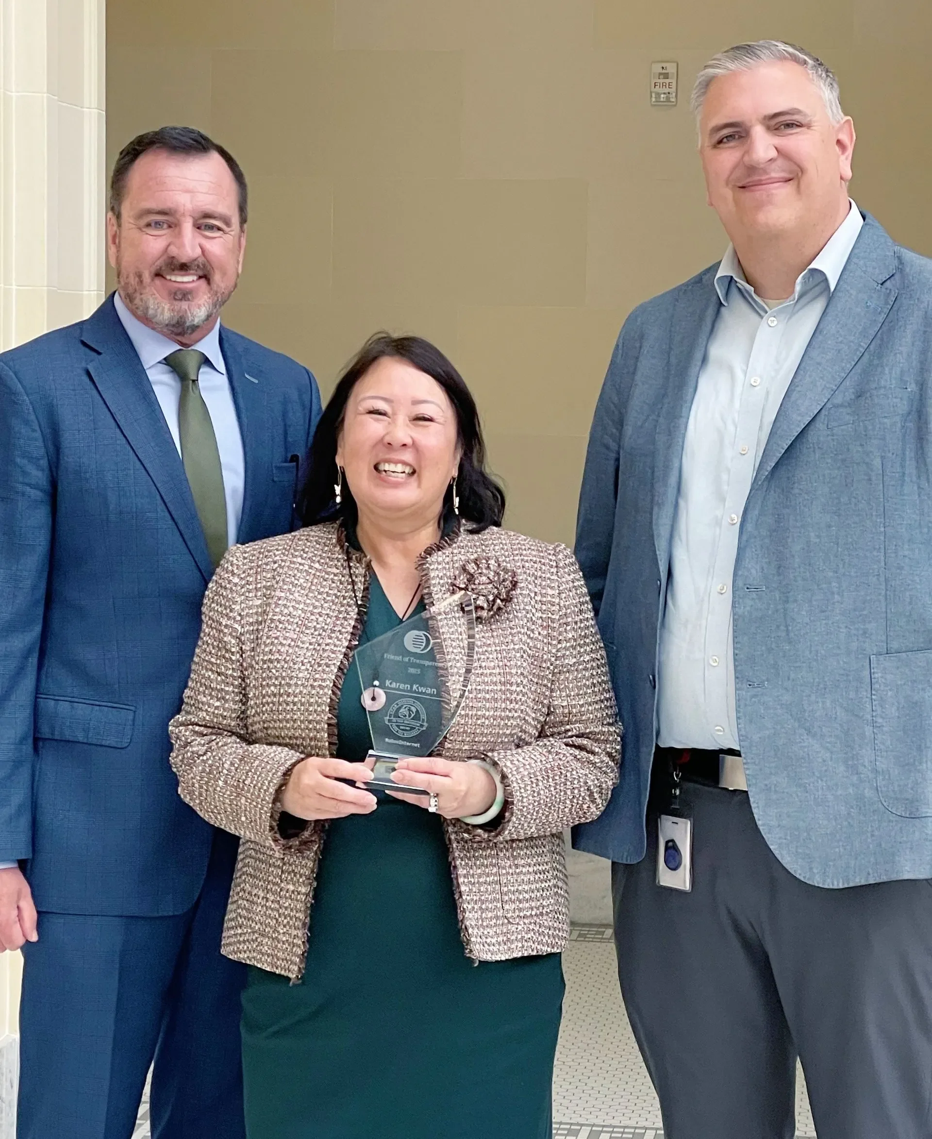 PRESS RELEASE: Senator Karen Kwan Receives “Friend of Transparency Award”