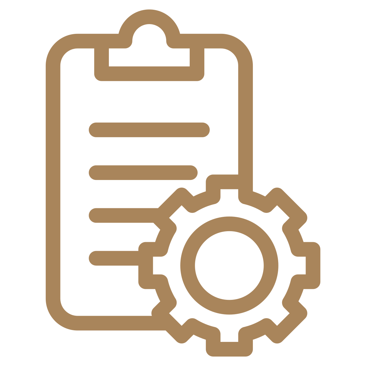 Icon of a clipboard with a gear, representing settings or configuration.