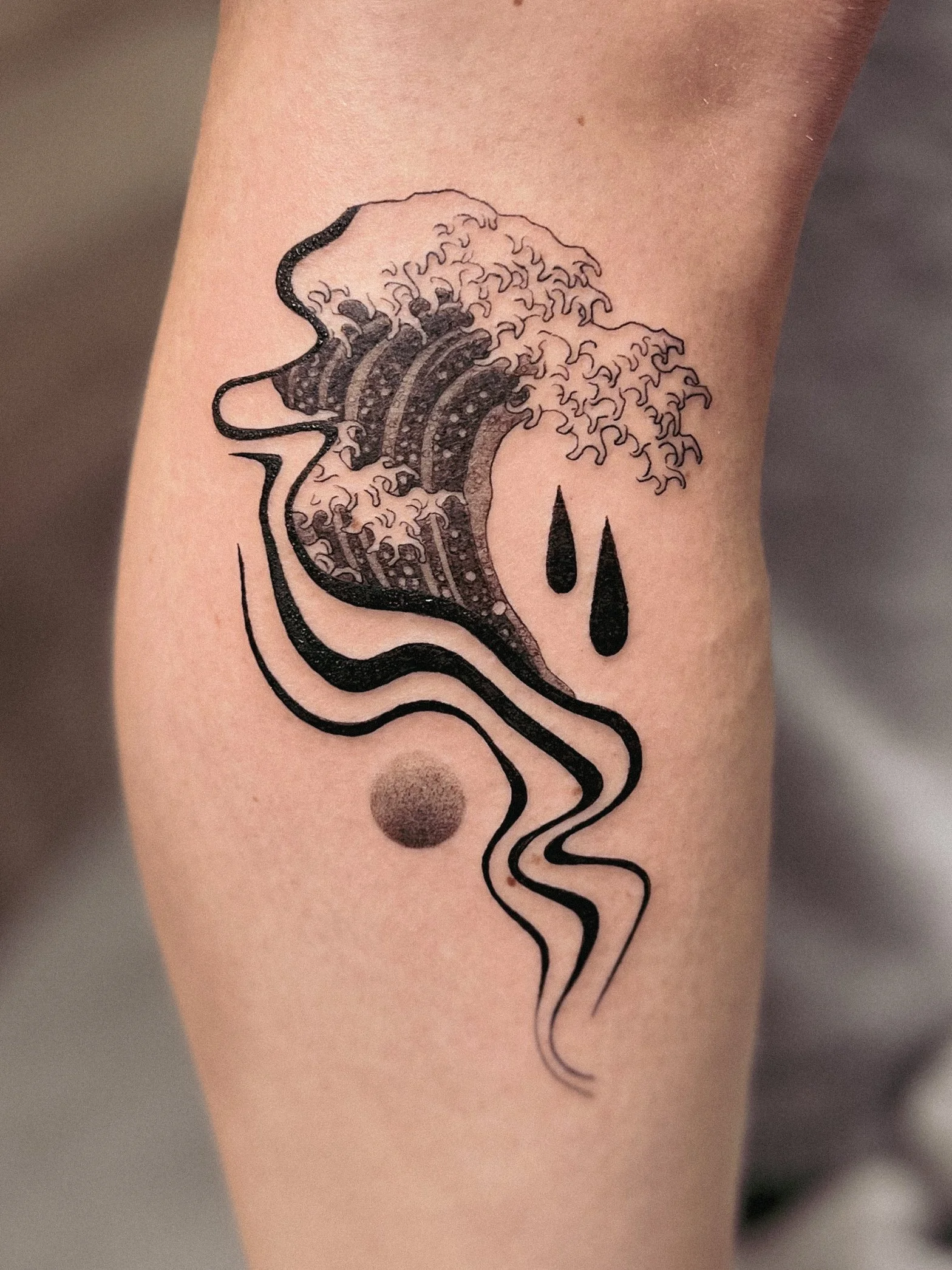 great wave off kanagawa tattoo abstract