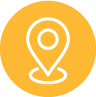 Icon of a location pin on a yellow circular background