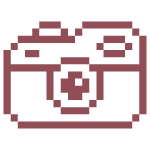 Pixel art style drawing of a camera
