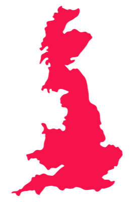 Outline map of the United Kingdom in pink.