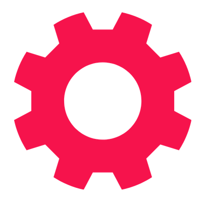 Pink gear icon with black background