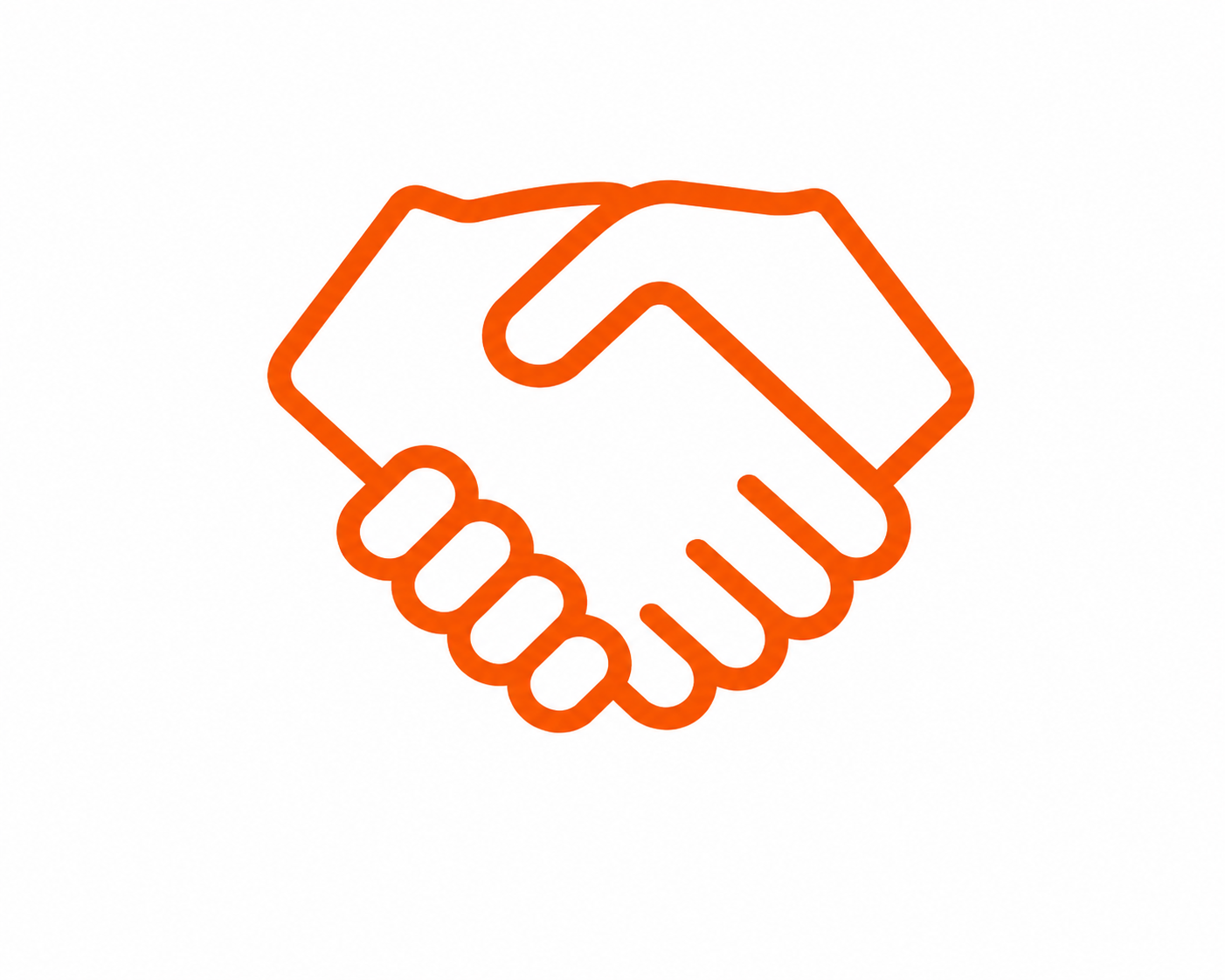 Outline of two hands shaking, symbolizing agreement or partnership.