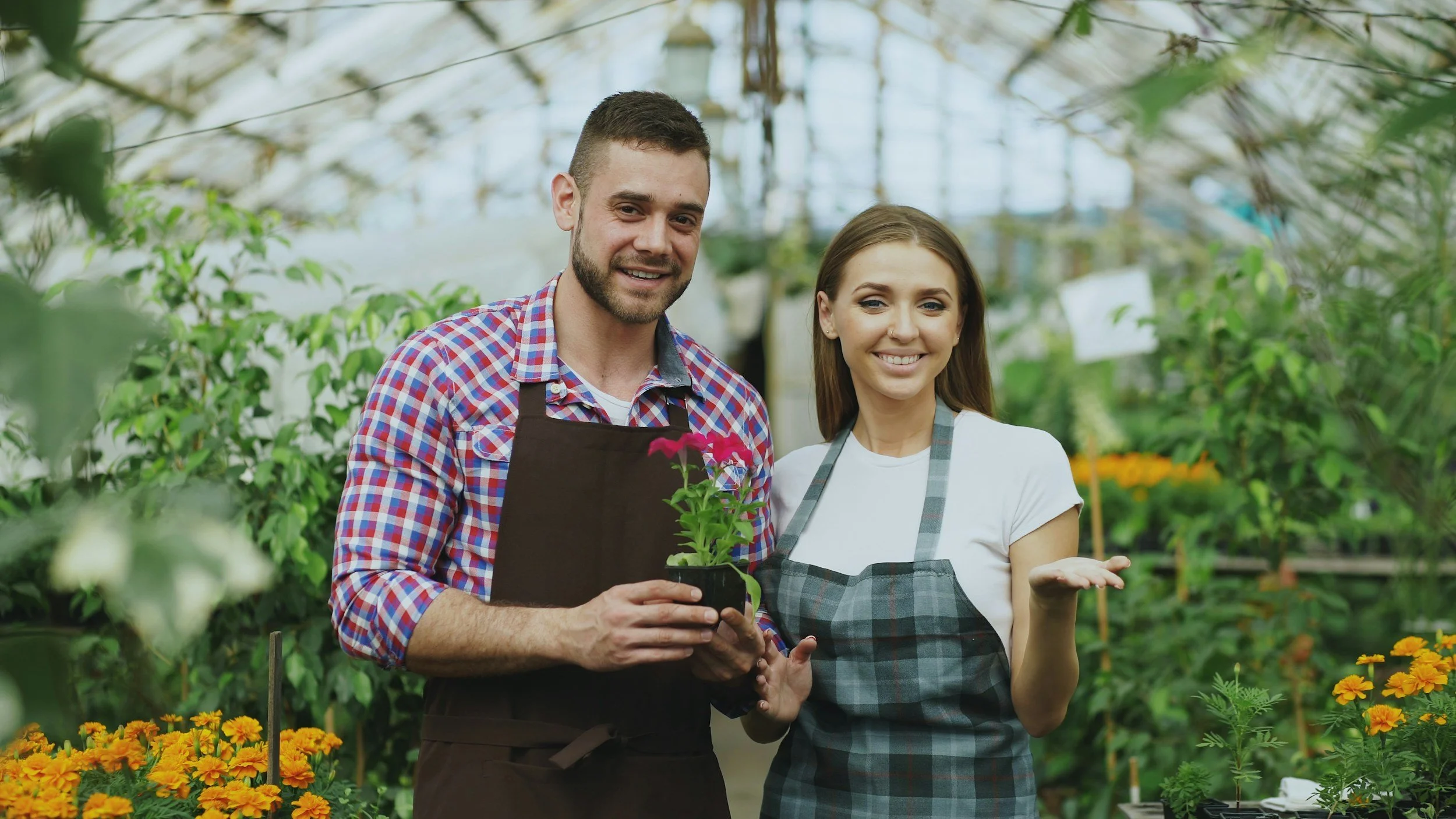Greenhouse and agricultural workforce supporting daily operations.