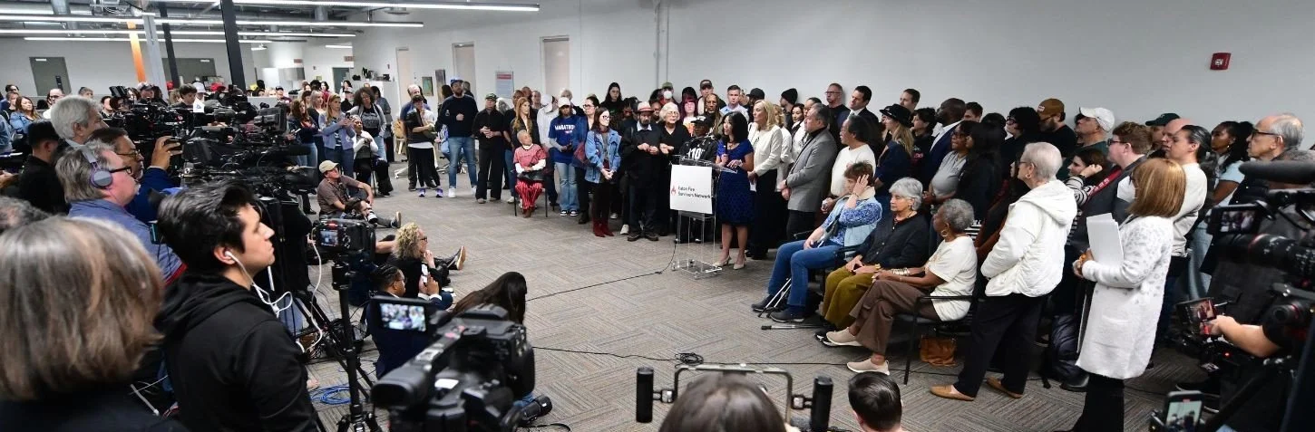 EFSN survivors and allies at a press conference