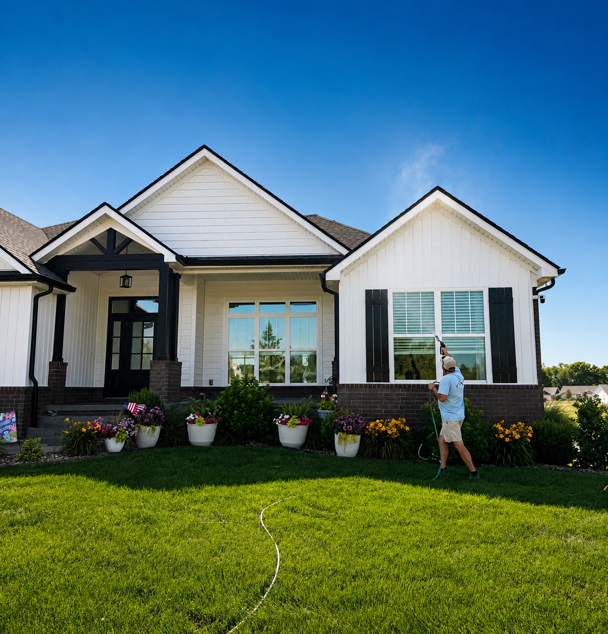 Fresh Wave exterior cleaning at a residential home in the Louisville area.