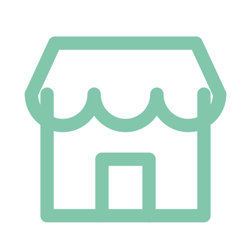 Icon of a small storefront or shop with an awning.