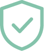 A shield with a checkmark inside, symbolizing protection or security.