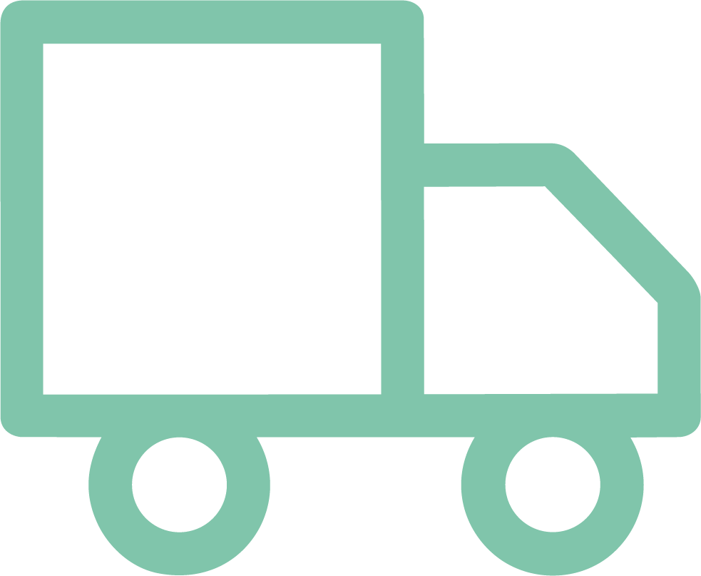 Simplified illustration of a delivery truck with a box on the back