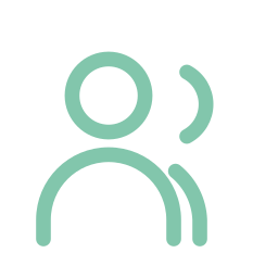 Outline icon of a person with a speech bubble