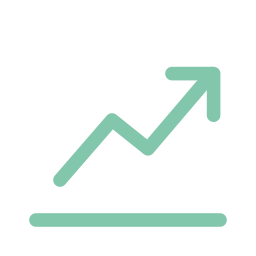 An upward-pointing arrow on a graph representing growth or increase.