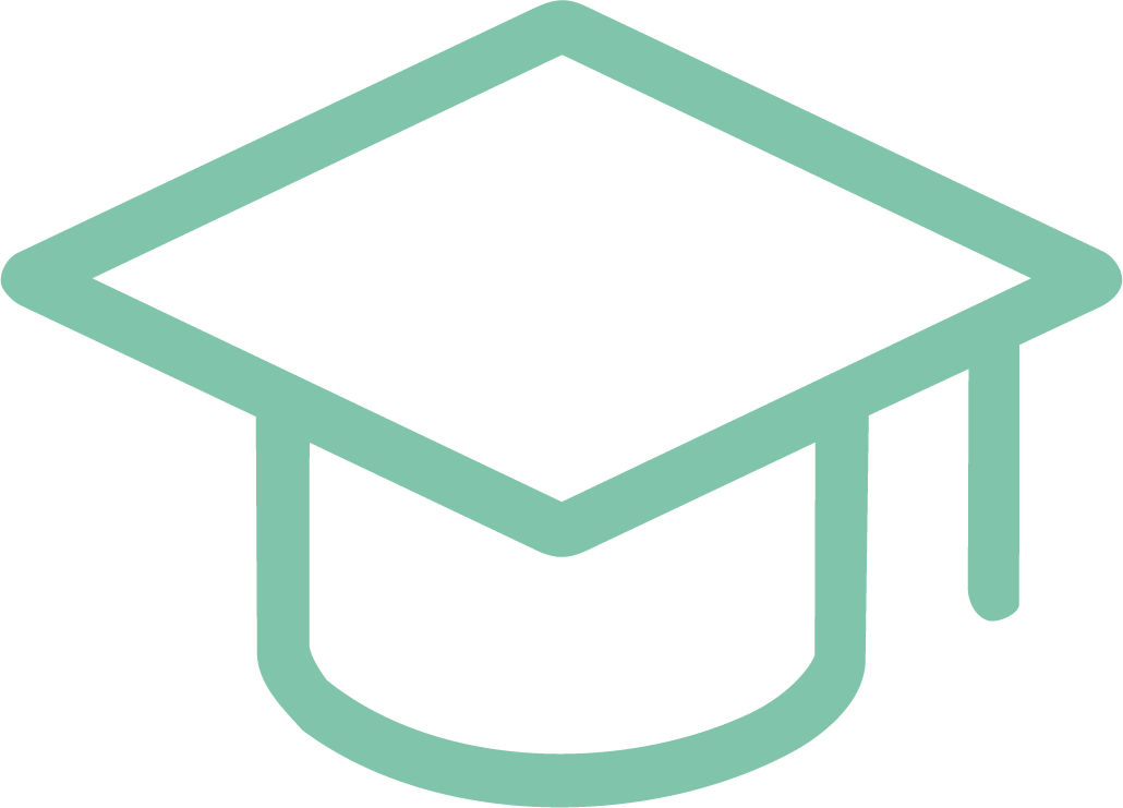 Line drawing of a graduation cap.