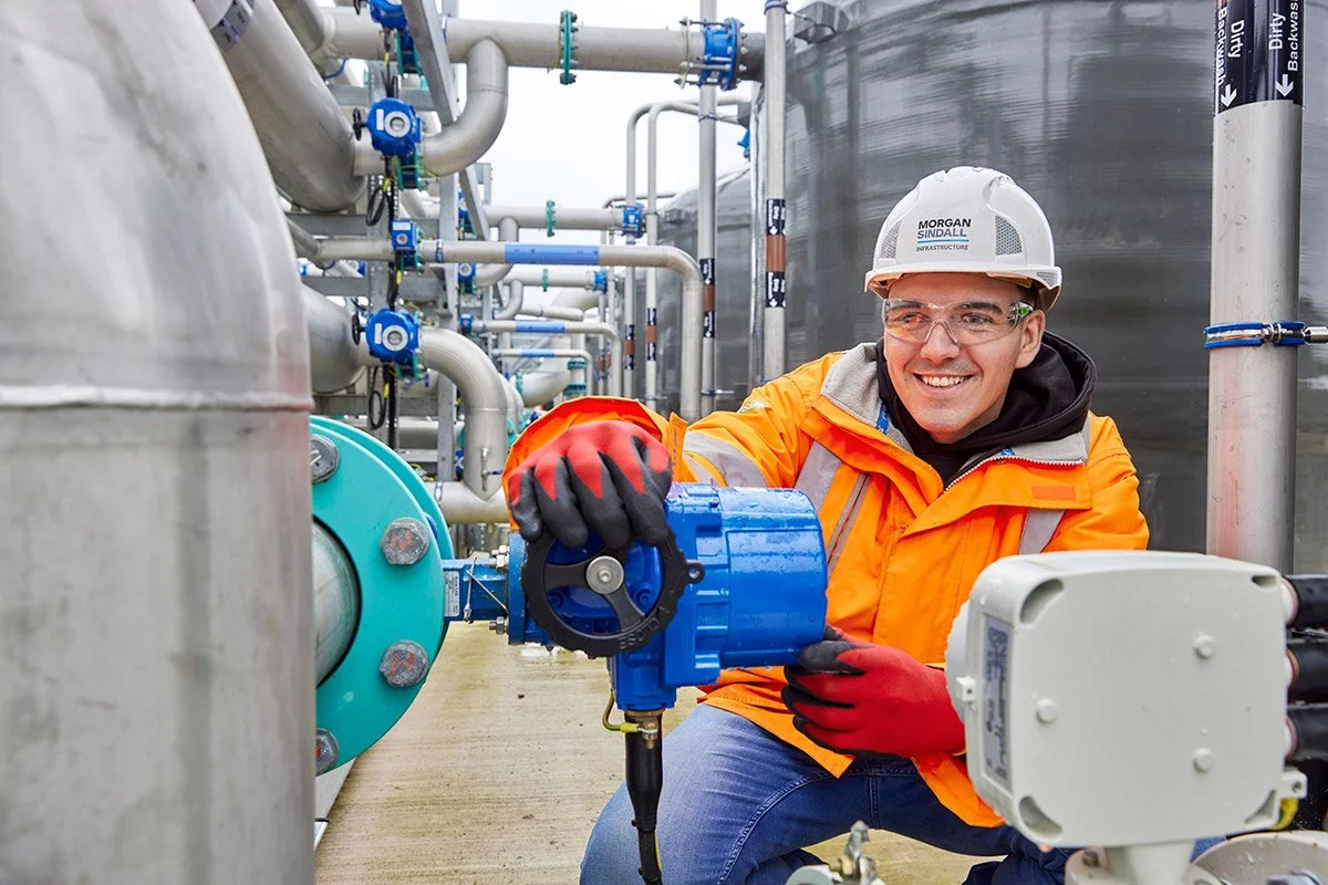 Commercial industrial portrait of a engineer working on an industrial site in Manchester by industrial photographer Dave Phillips Photography