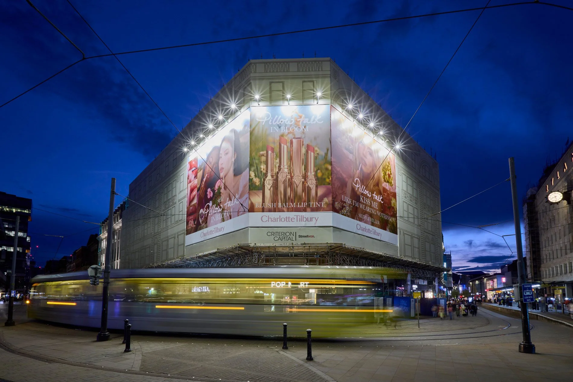 Architectural exteriors of advertising in Manchester city centre