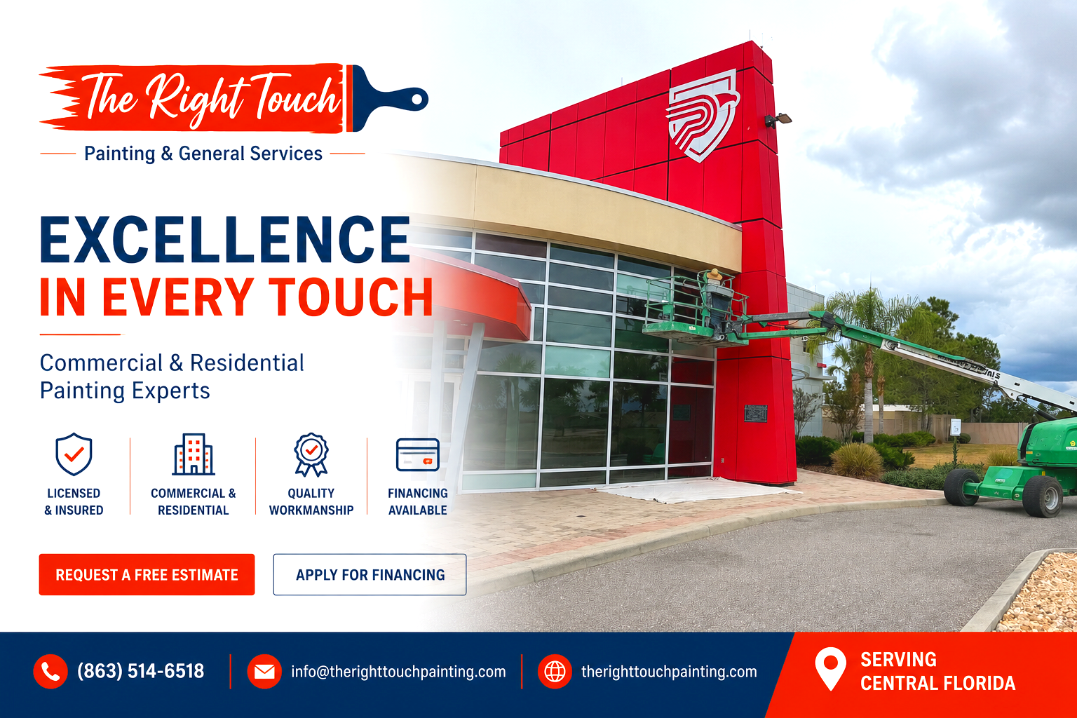 Commercial painting project by The Right Touch Painting. Professional exterior painting services for commercial buildings in Central Florida.
