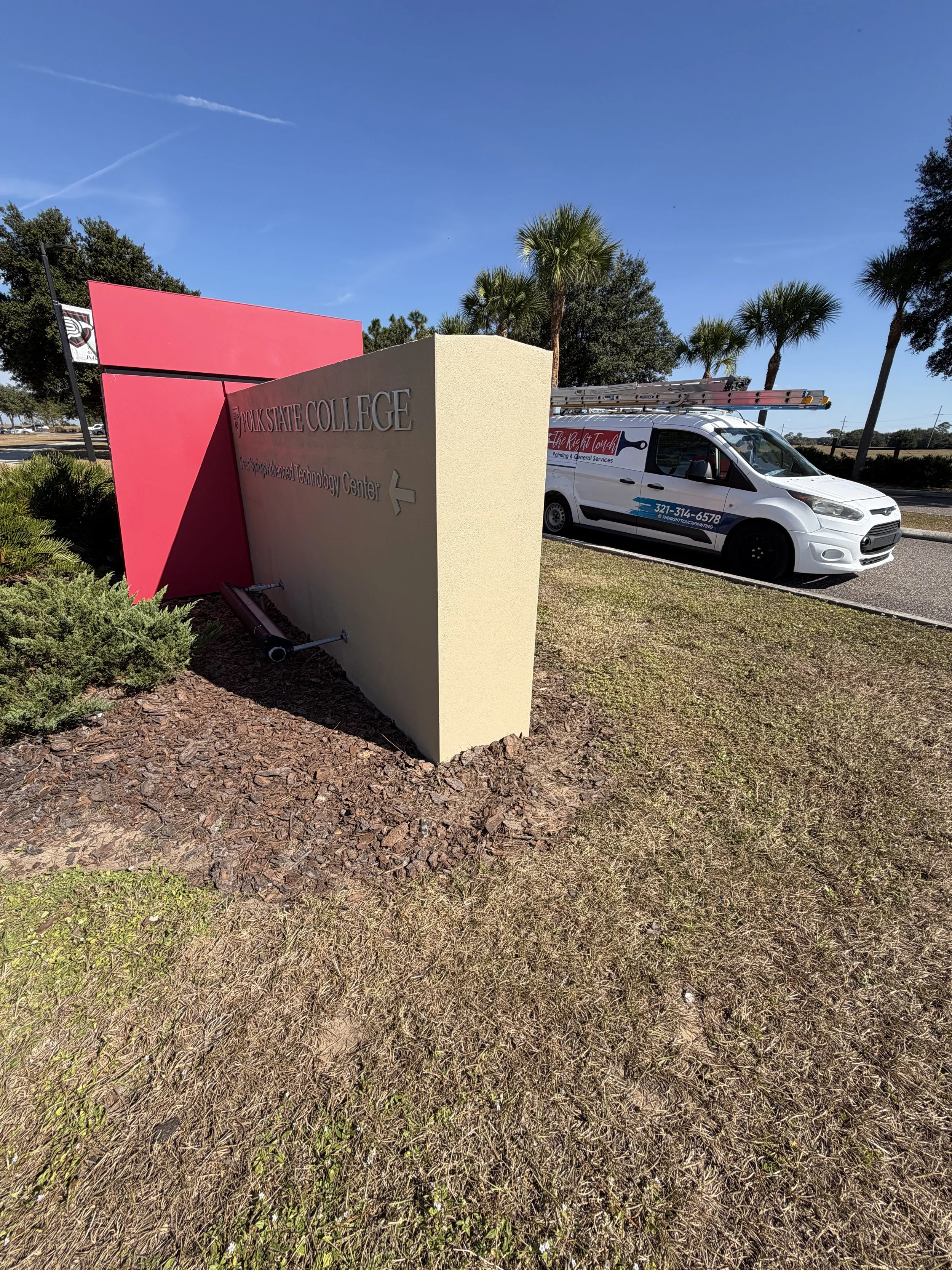 Commercial painting project at Polk State College by The Right Touch Painting, serving educational facilities throughout Central Florida.