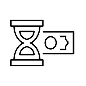 Hourglass and dollar bill icon