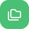 Green icon of an open folder with a rectangular shape and a tab at the top.