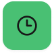 Green clock icon with a black clock face and hands.