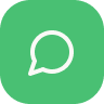 Green speech bubble icon on a green background.
