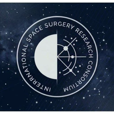 International Space Surgery Research Consortium logo featuring a stylized satellite on a starry space background