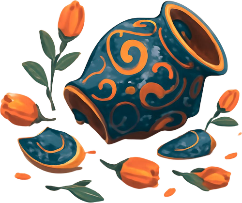 Broken glass vase