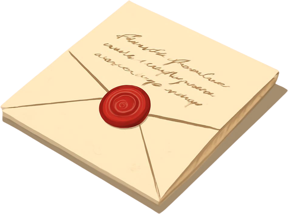 Folded letter with wax seal