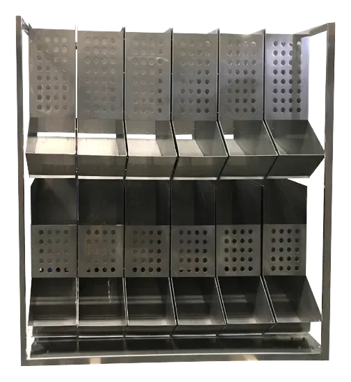 6 Section Utility Bin Cart – 2 Shelves