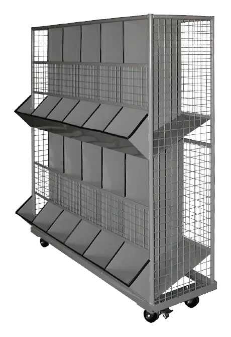 10 Section Utility Bin Cart – 2 Shelves