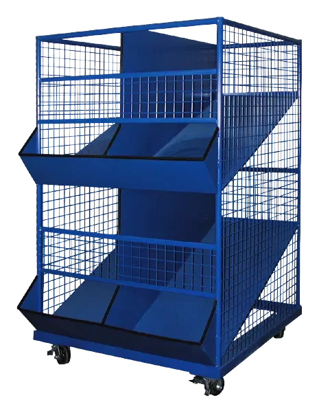 4 Section Utility Bin Cart – 2 Shelves