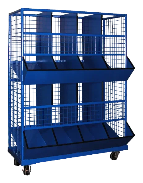 8 Section Utility Bin Cart – 2 Shelves