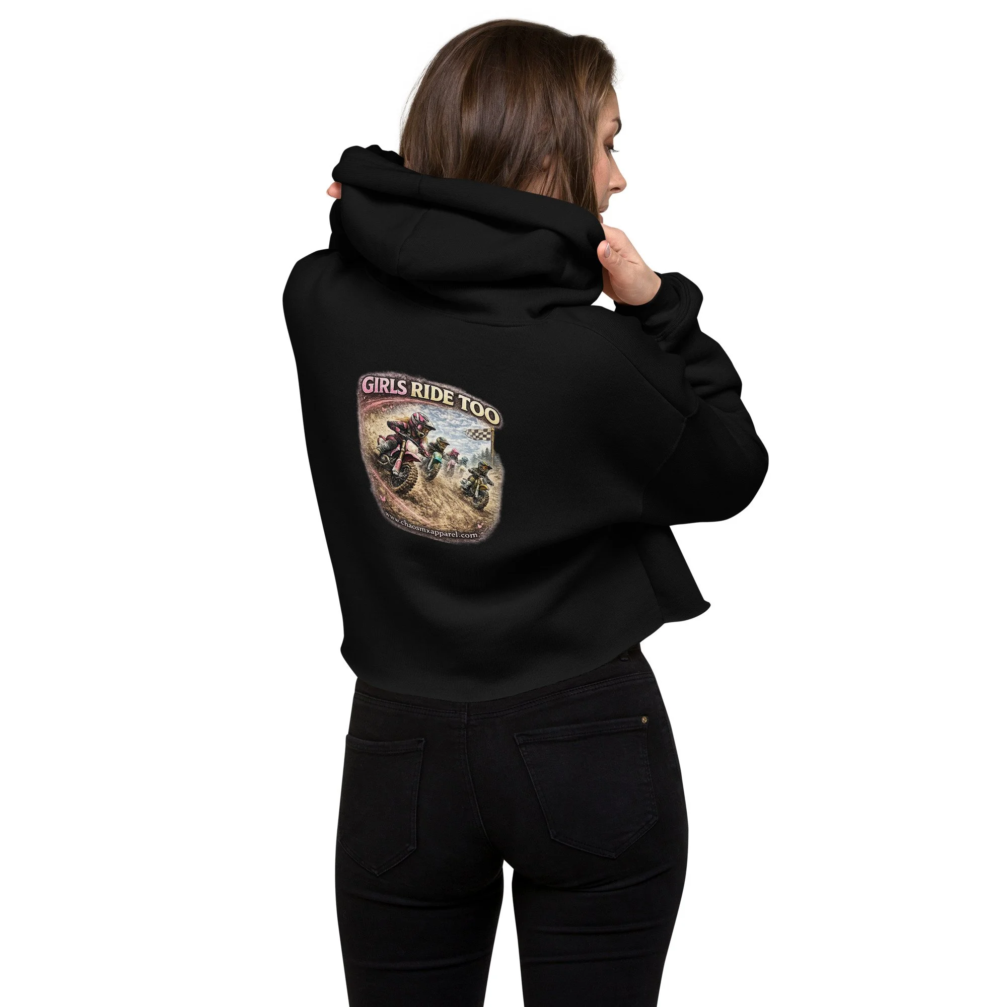 Girls Ride Too- Crop Hoodie