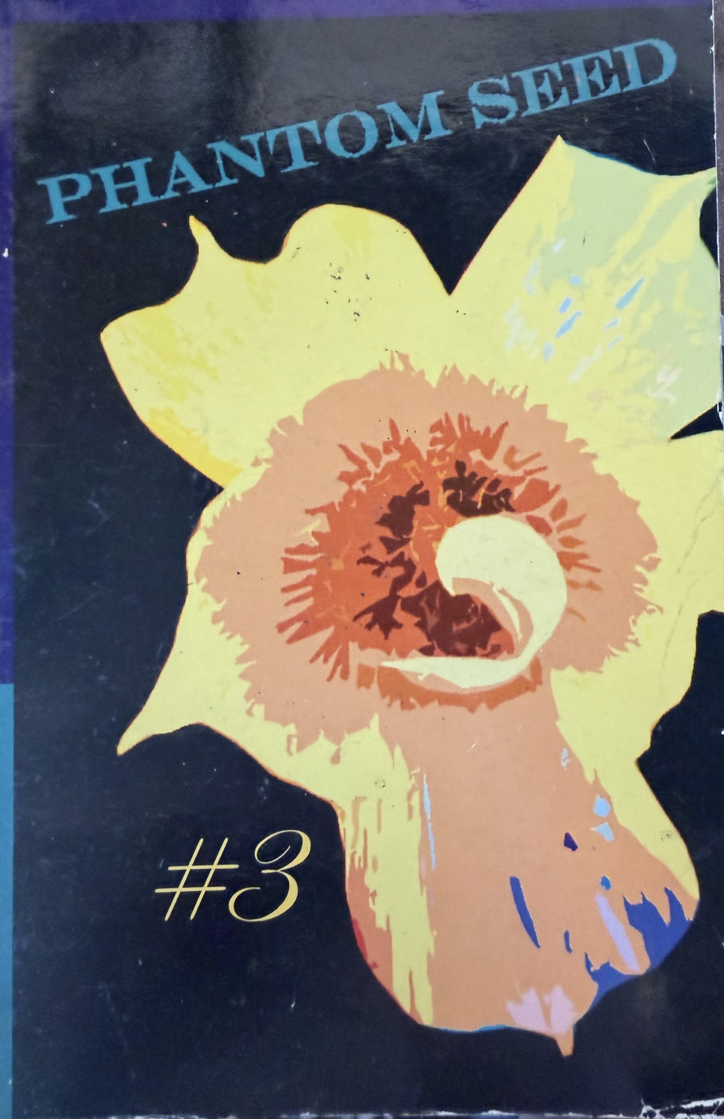 A stylized illustration of a poppy flower with the text '#3' over a dark background. The flower is rendered in shades of yellow and orange with blue accents.