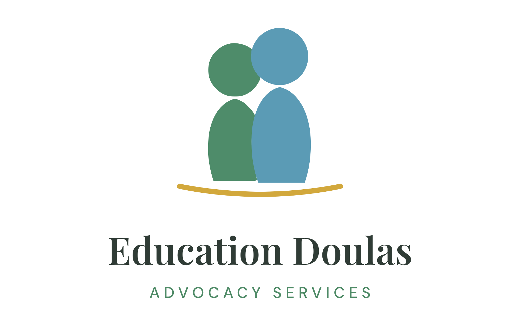 Logo of Education Doulas, featuring stylized figures in green and blue with the company name and tagline 'Advocacy & Services'.