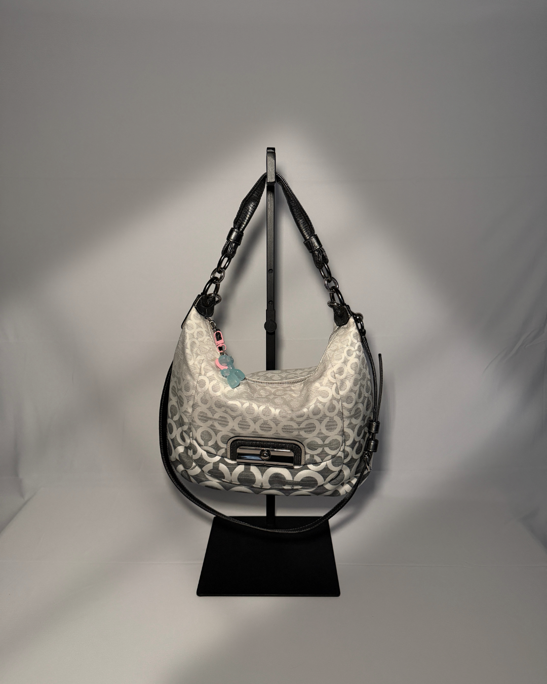 Coach Kristin Op Art Sateen Shoulder Bag | Gray & White Ombre