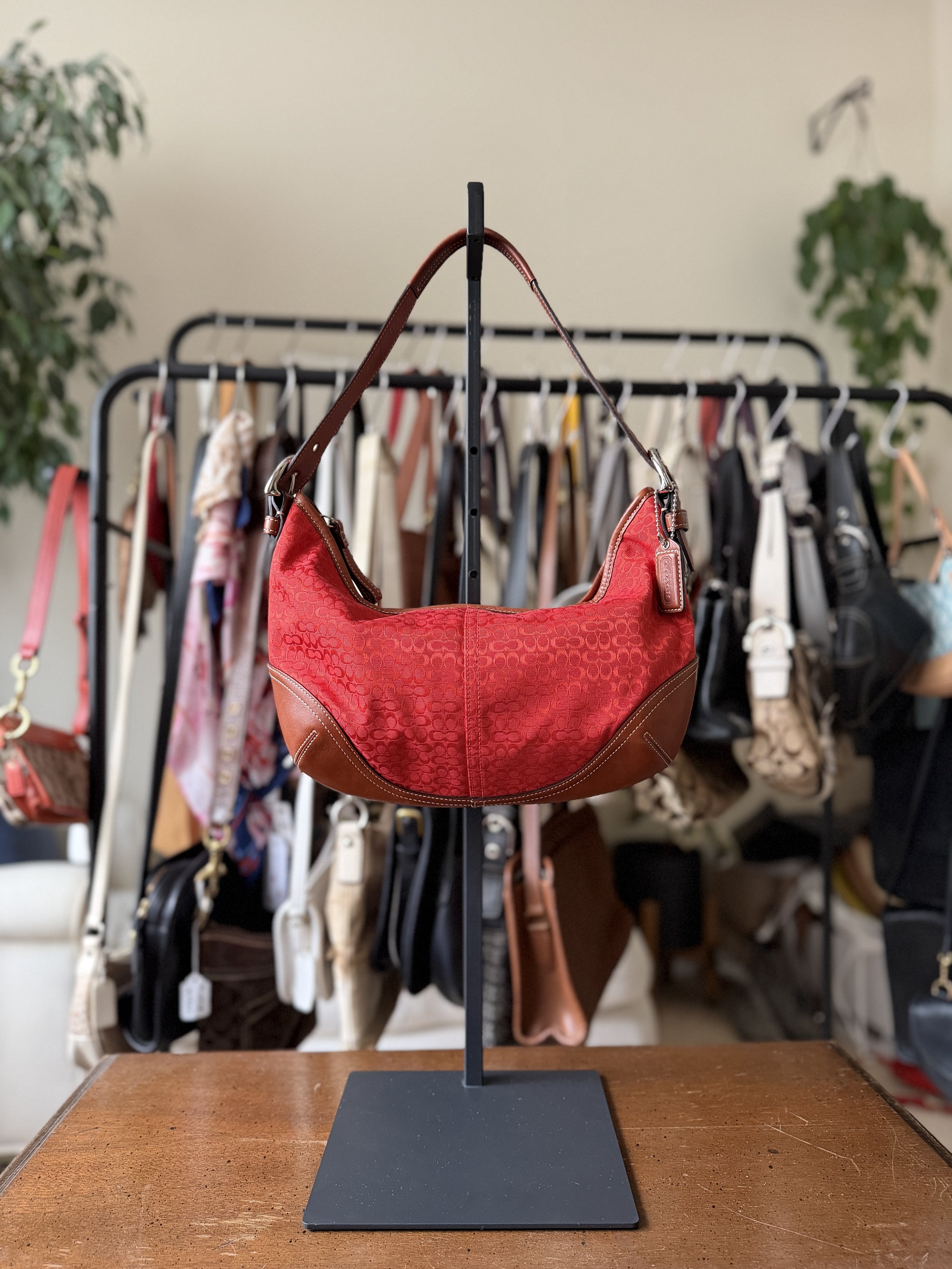 Vintage Coach Signature Demi Hobo | Red Signature Canvas