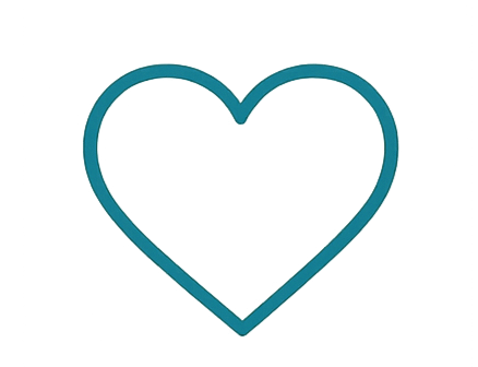 Outline of a heart in teal color.