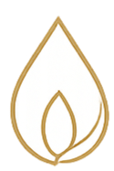 Minimalist white and gold flame icon