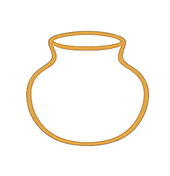 Empty decorative vase with a gold outline.