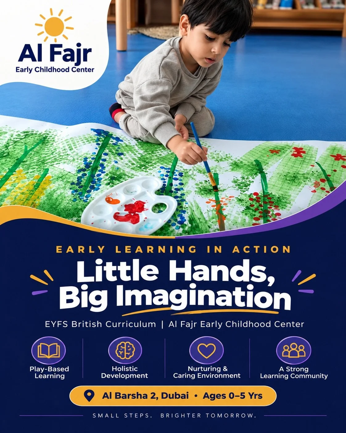🎨 Every masterpiece begins with a little imagination. 💙

Creativity is where learning comes to life! At Al Fajr Early Childhood Center, our little learners explore, paint, discover, and express themselves through fun, hands-on activities every day.